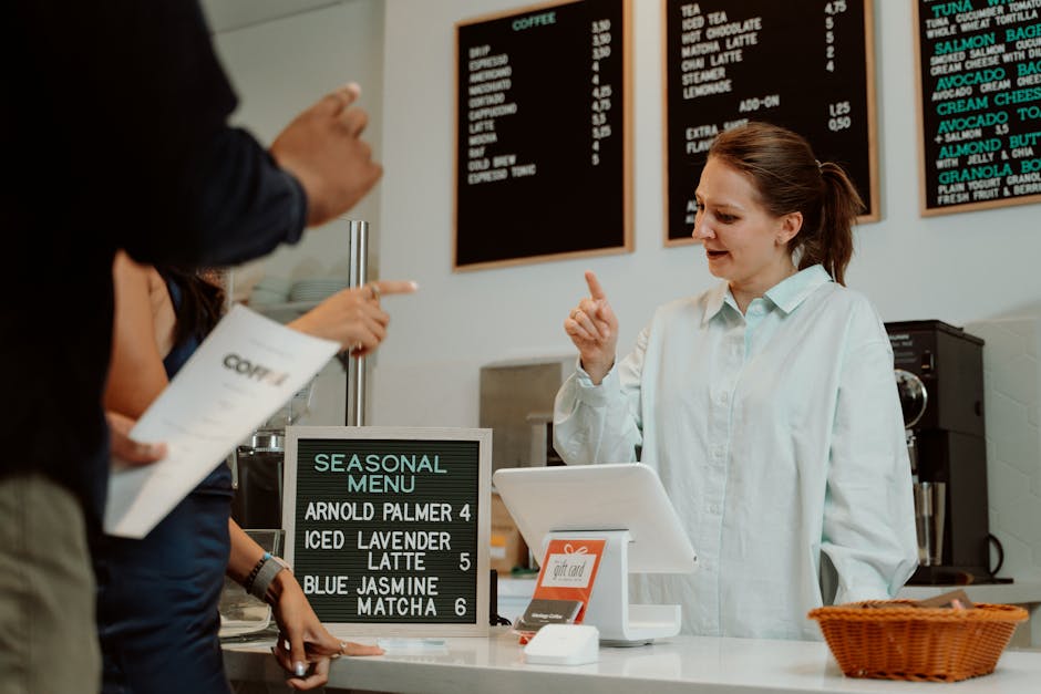 Restaurant menu with prices and sales data